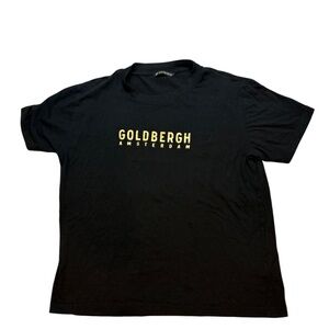 Goldbergh Amsterdam Womens Black Gold Metallic Spellout T-Shirt Size S/M
